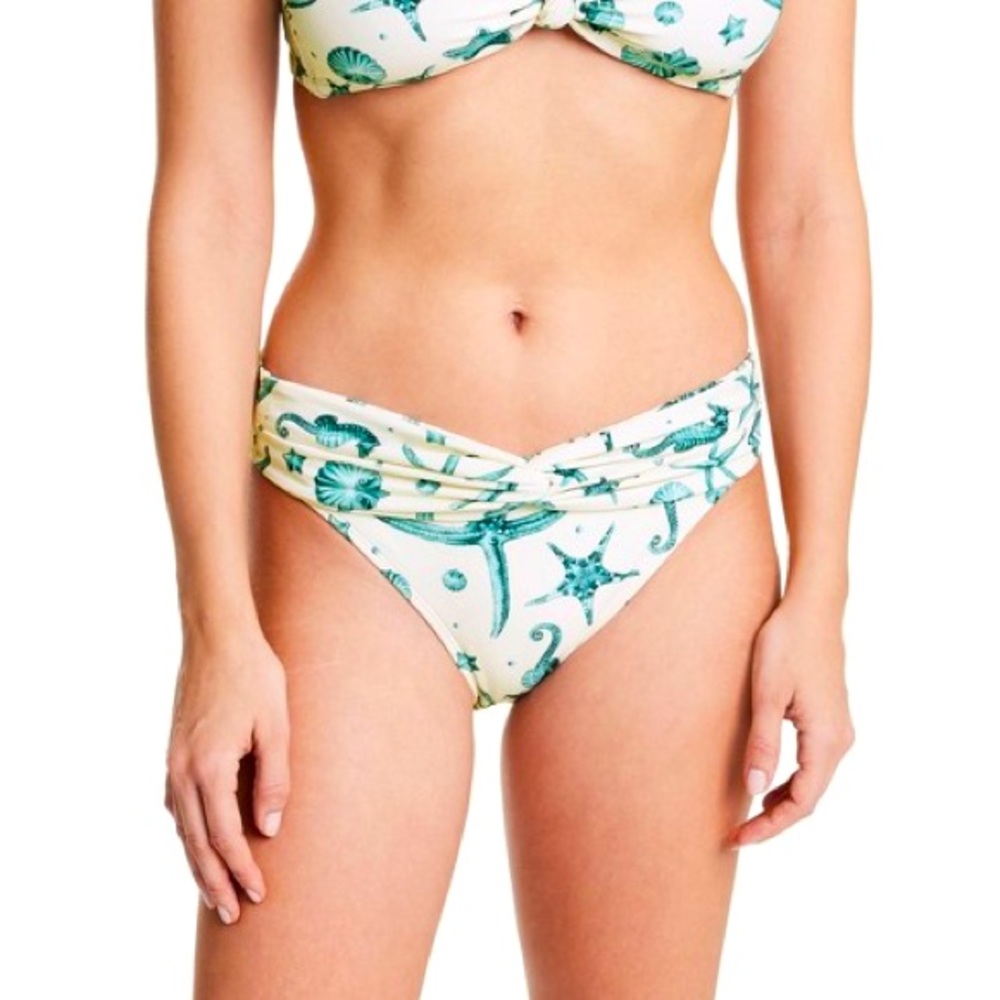 Agua Bendita brand, Women’s Seahorse Print Bikini Bottom, Brand New! Size 1X